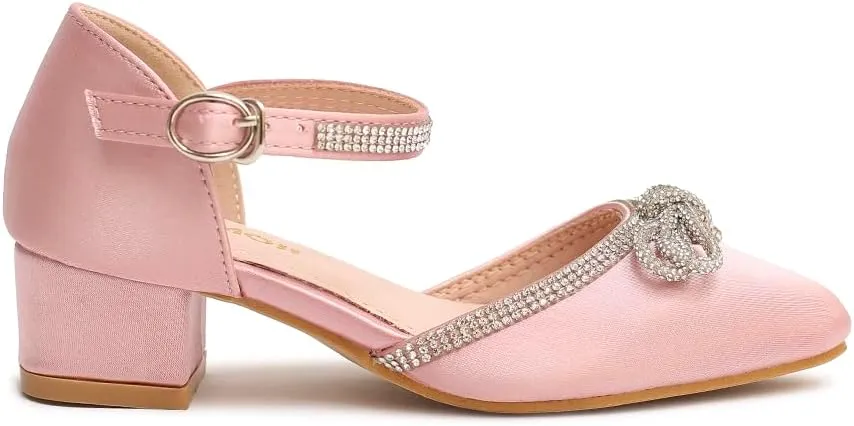 Amoji Girls High Heels Kid Ankle Strap Dress Shoes Wedding Party for Little Kid Big Kid 412