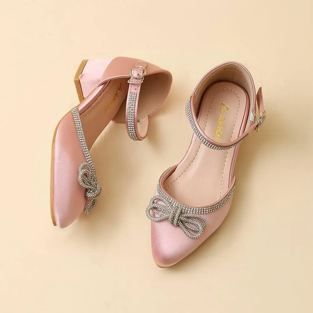 Amoji Girls High Heels Kid Ankle Strap Dress Shoes Wedding Party for Little Kid Big Kid 412