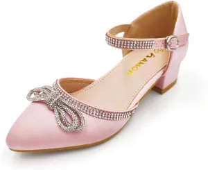 Amoji Girls High Heels Kid Ankle Strap Dress Shoes Wedding Party for Little Kid Big Kid 412