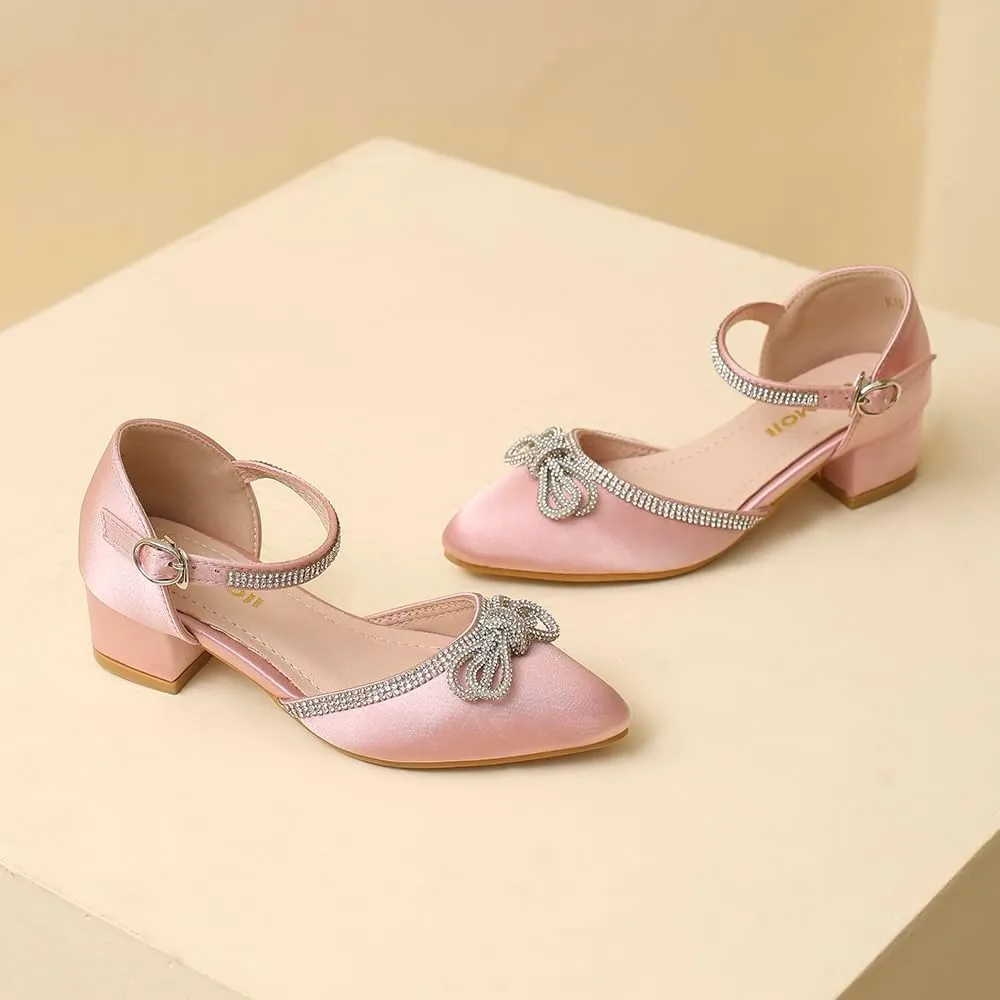 Amoji Girls High Heels Kid Ankle Strap Dress Shoes Wedding Party for Little Kid Big Kid 412