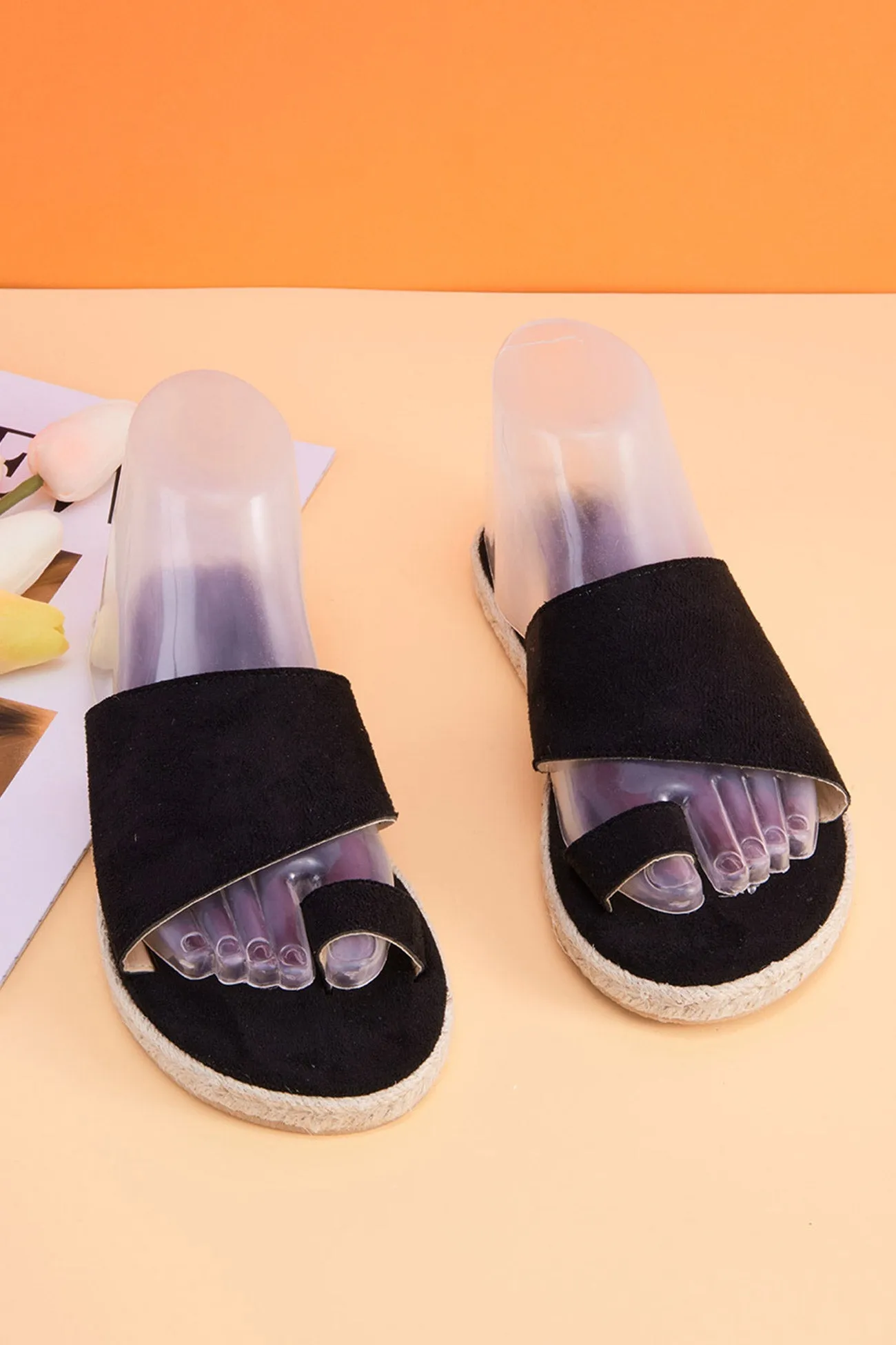 Amozae-Toe-loop Espadrille Flatform Slide Sandals