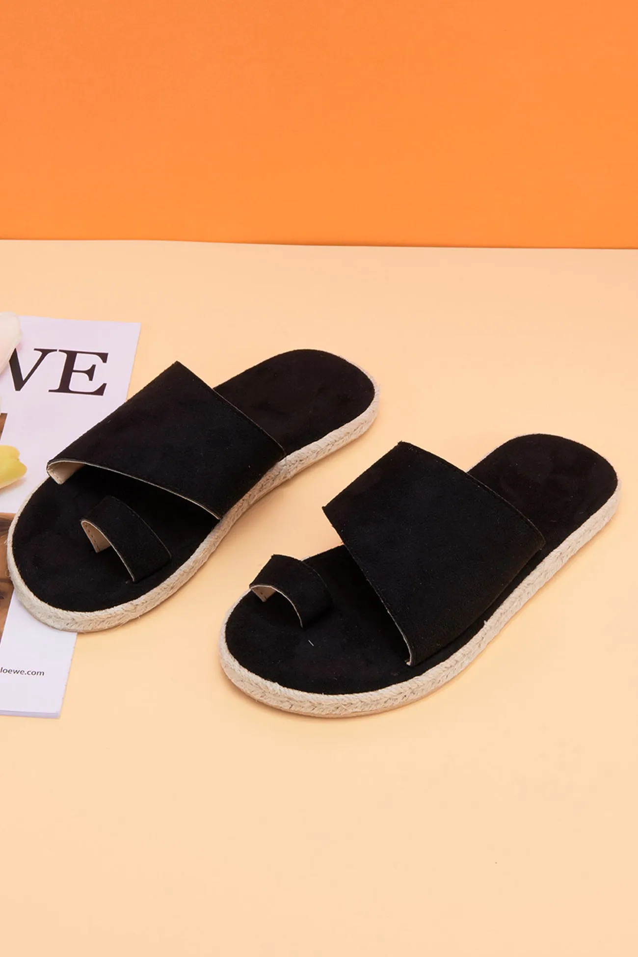 Amozae-Toe-loop Espadrille Flatform Slide Sandals