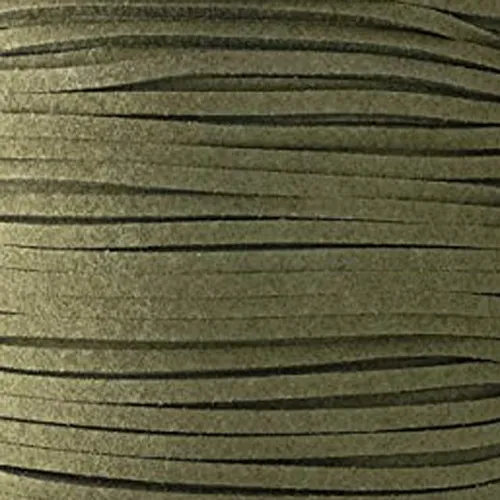 Dark Olive Faux Suede Leather Cord per metre