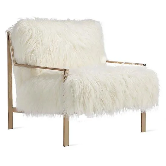 Faux Fur Champagne Metal Frame Chair (choose your Fabric)