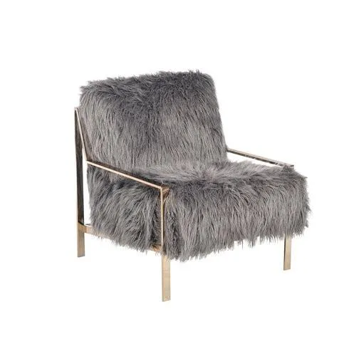 Faux Fur Champagne Metal Frame Chair (choose your Fabric)