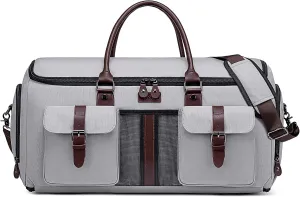 Garment Bag for Travel, Vessgra Carry on Convertible Garment Duffle Bags for Men Women with Shoe Compartment - 2 in 1 Hanging Suitcase Suit Travel Bags-Grey