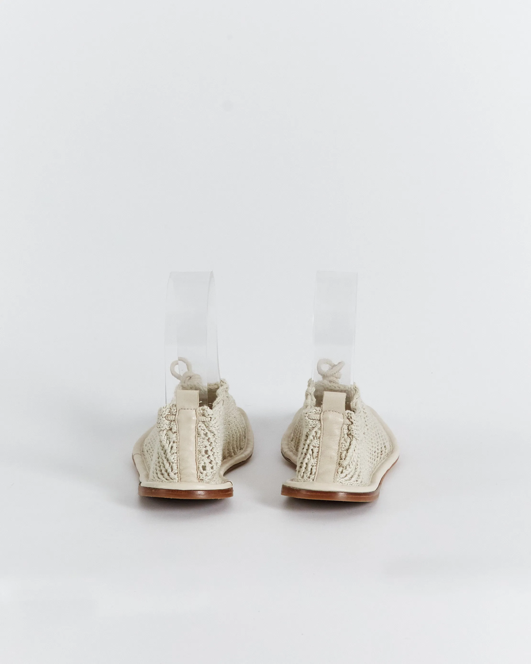 Hereu 'puntera' crochet ballet flats, cream, 40