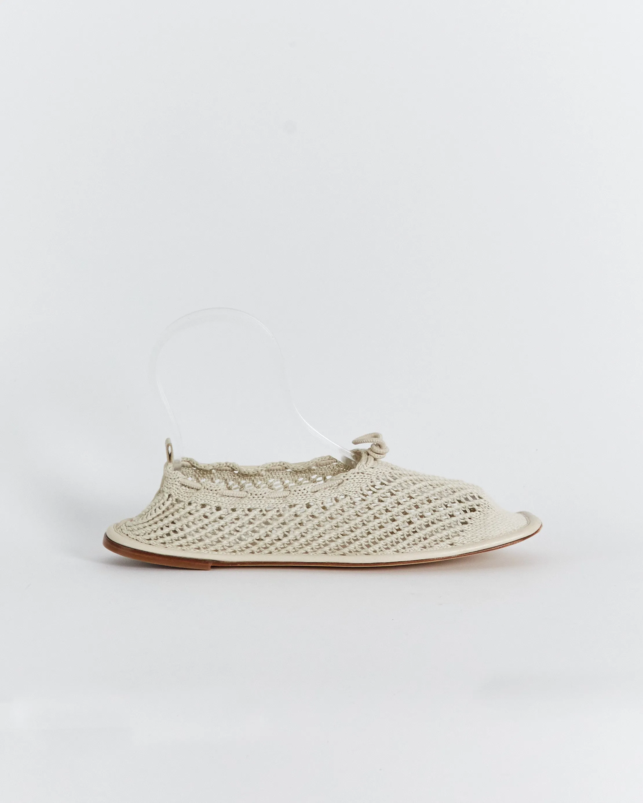 Hereu 'puntera' crochet ballet flats, cream, 40