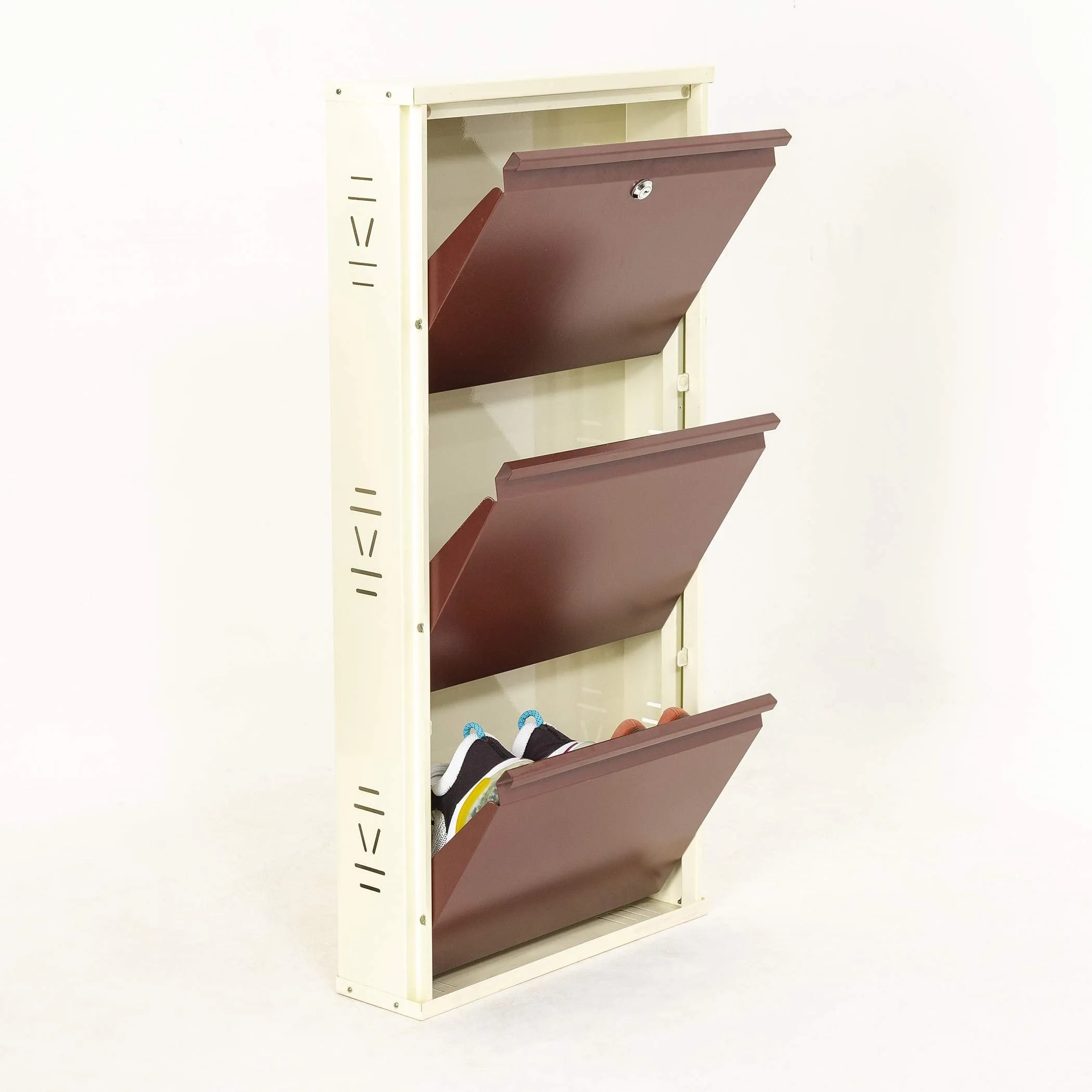 Home Centre Helios Lagos Metal 6 Pairs Shoe Cabinet - Maroon