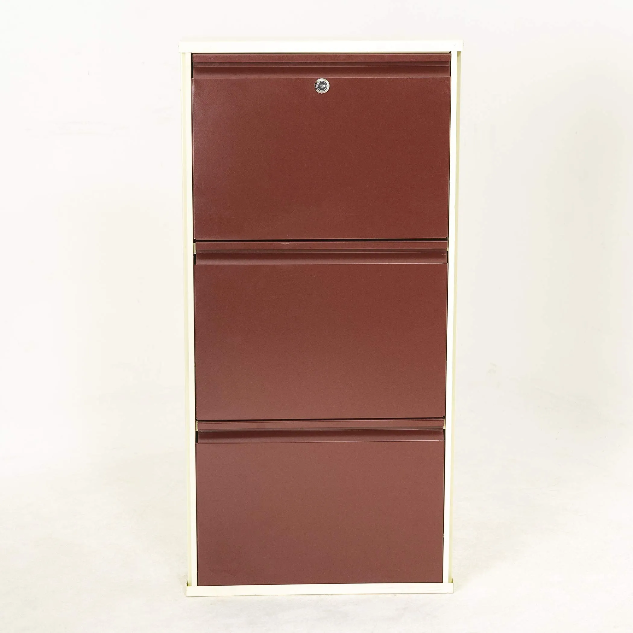 Home Centre Helios Lagos Metal 6 Pairs Shoe Cabinet - Maroon