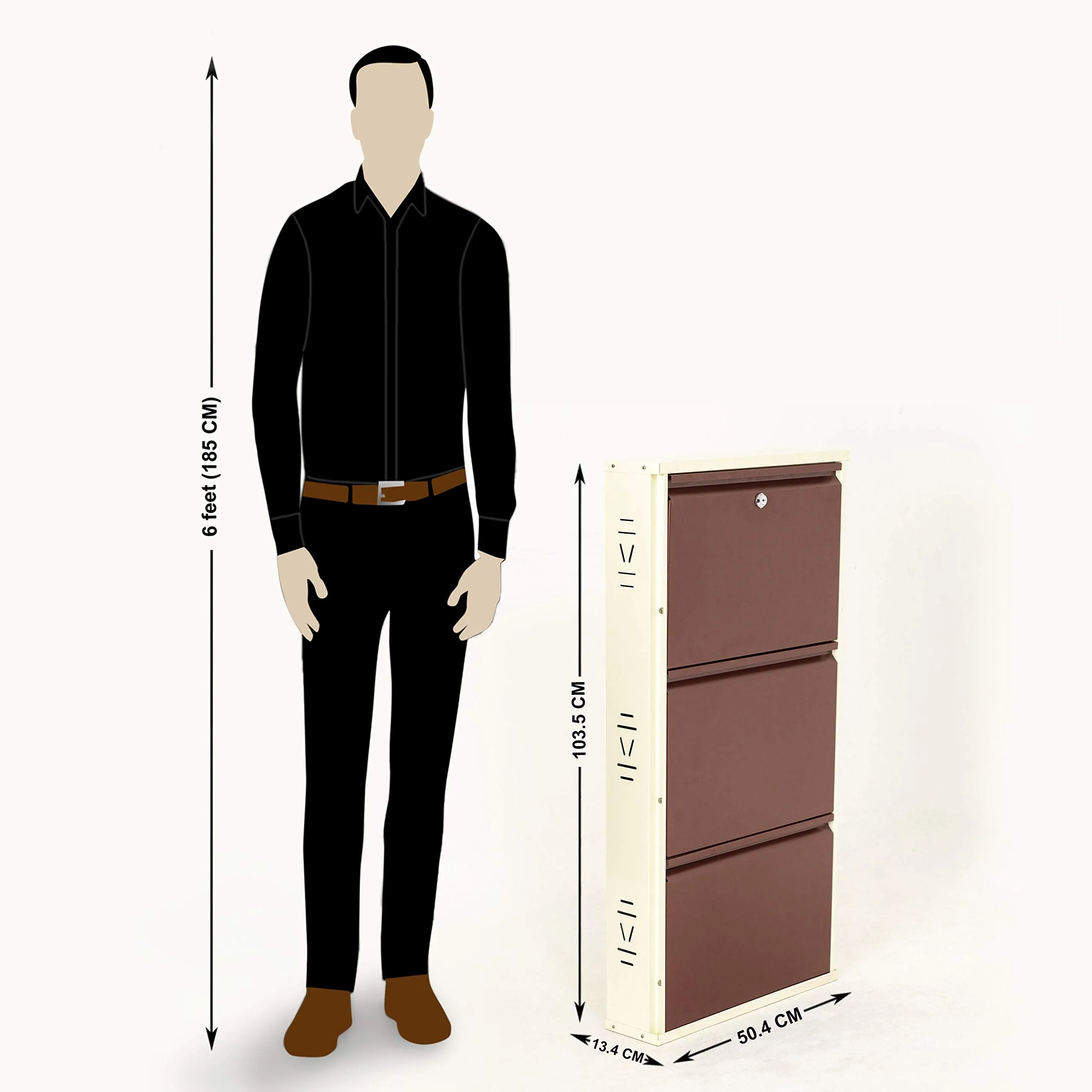 Home Centre Helios Lagos Metal 6 Pairs Shoe Cabinet - Maroon