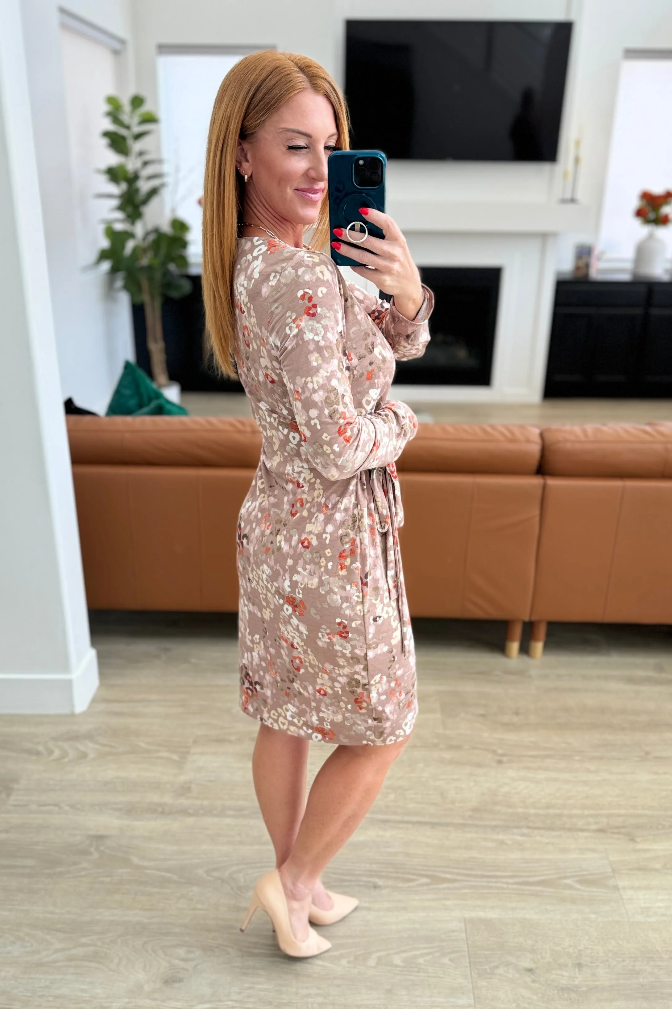 Honey Do I Ever Faux Wrap Dress in Taupe