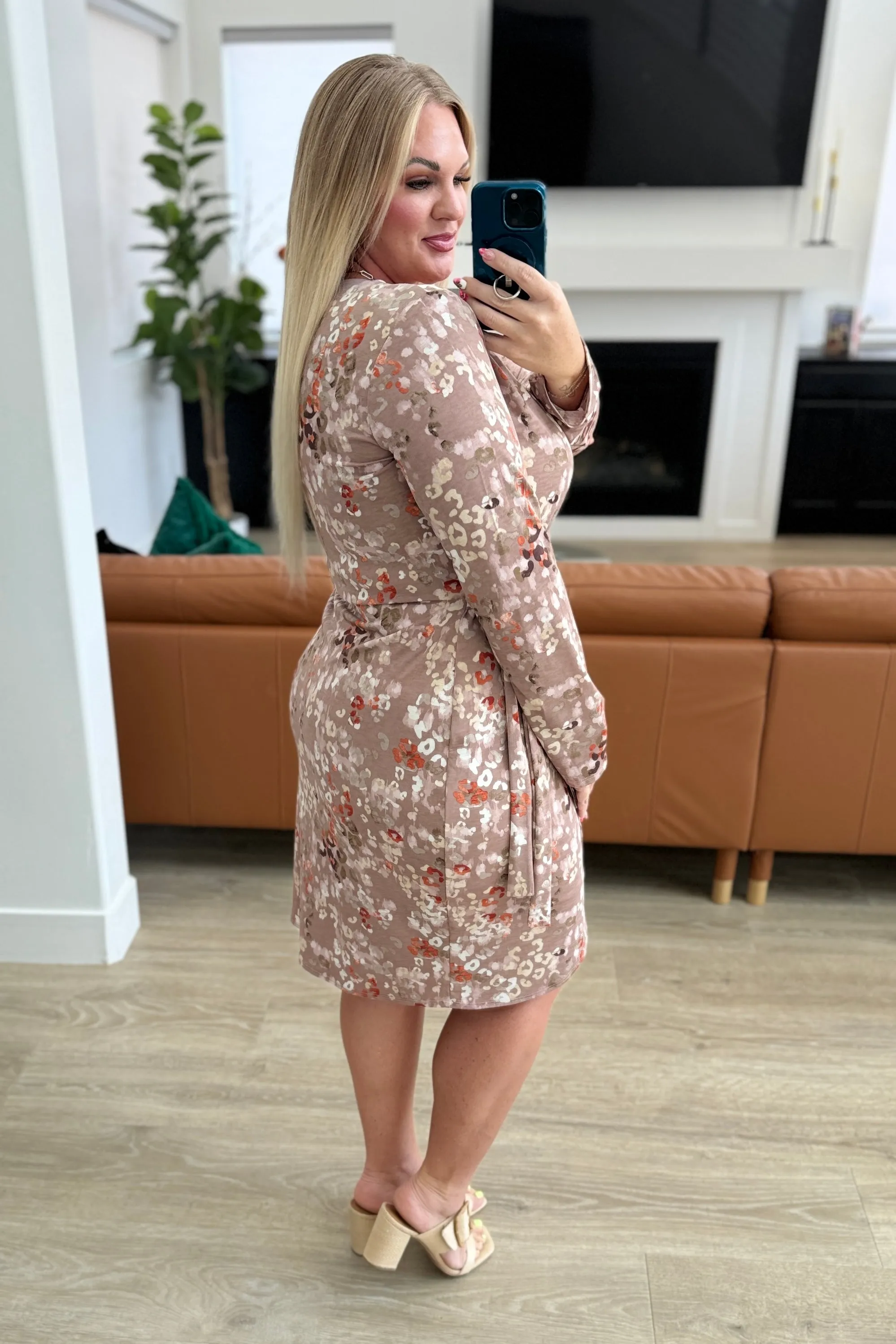 Honey Do I Ever Faux Wrap Dress in Taupe