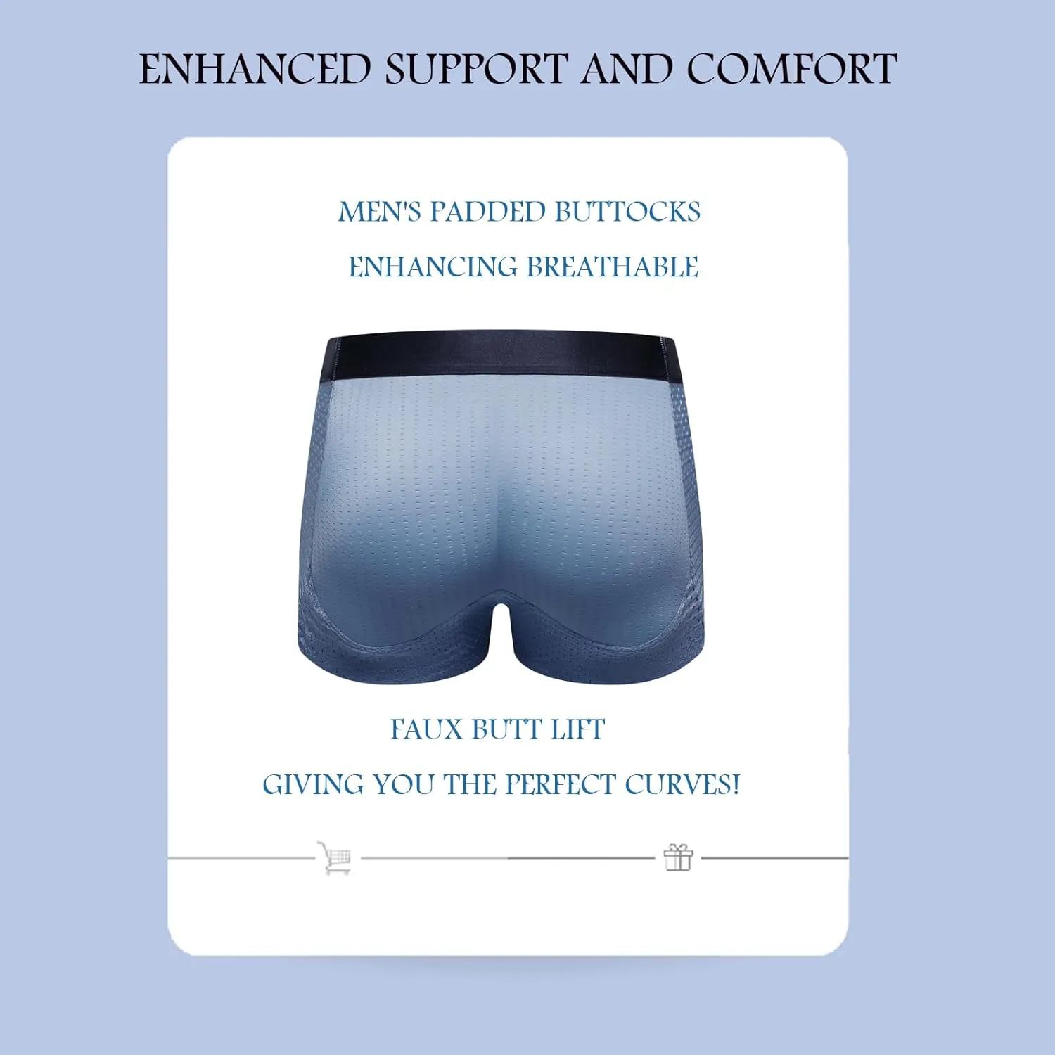 JOCKMAIL Mens Butt Padded Underwear Mens Mesh Shapewear Boxer Briefs with Butt Enhancing Pads