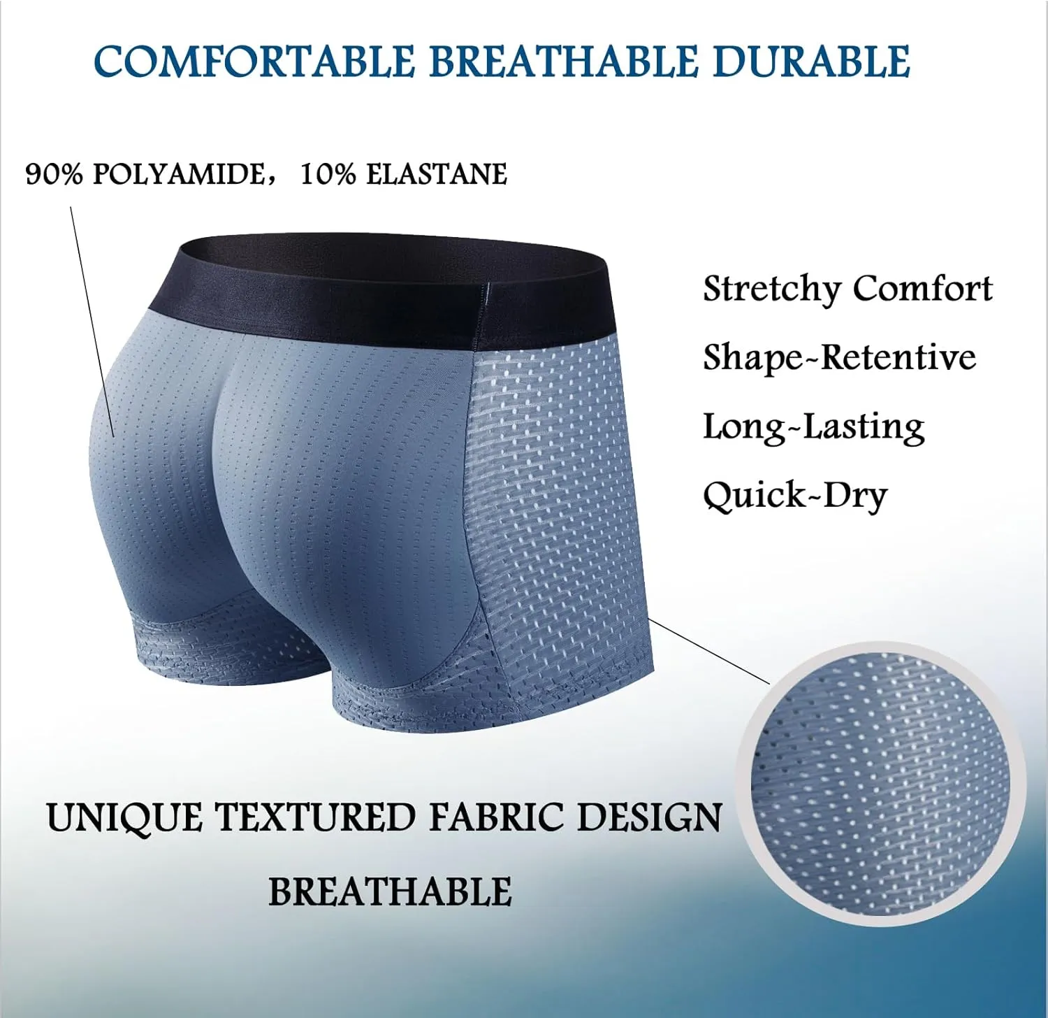 JOCKMAIL Mens Butt Padded Underwear Mens Mesh Shapewear Boxer Briefs with Butt Enhancing Pads