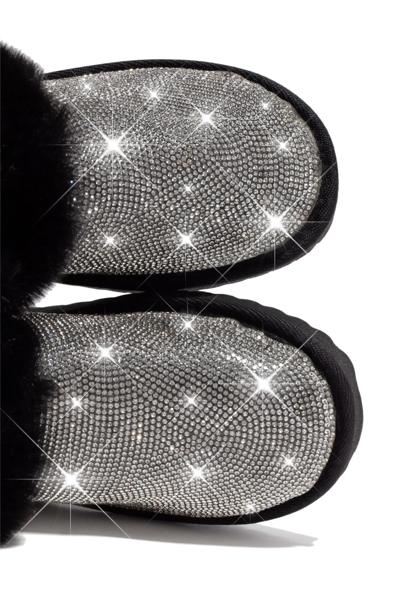 Luxe Status Embellished Faux Fur Boots - Black