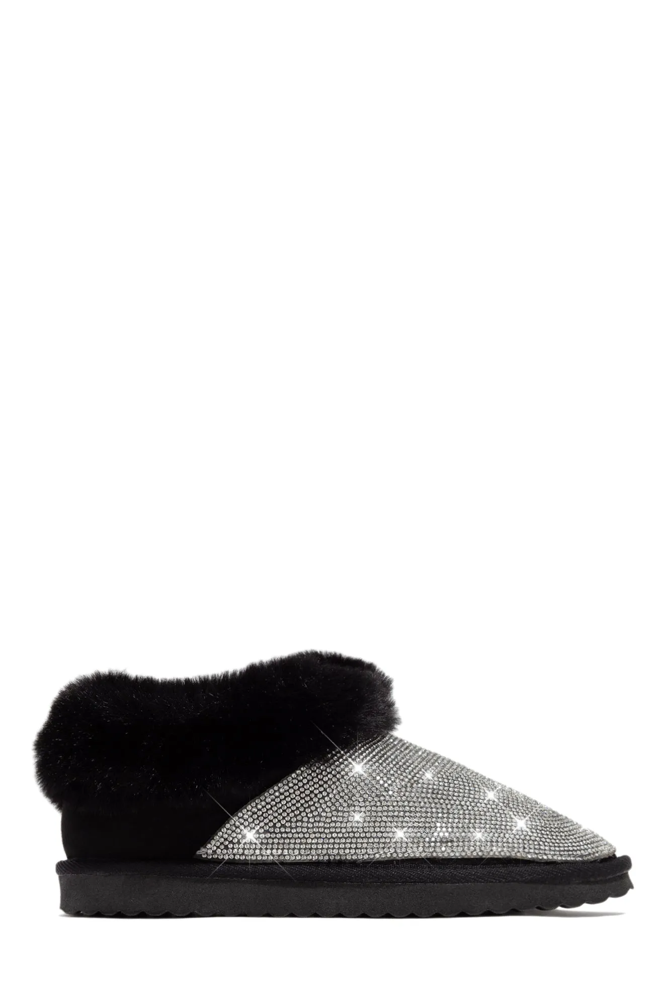 Luxe Status Embellished Faux Fur Boots - Black