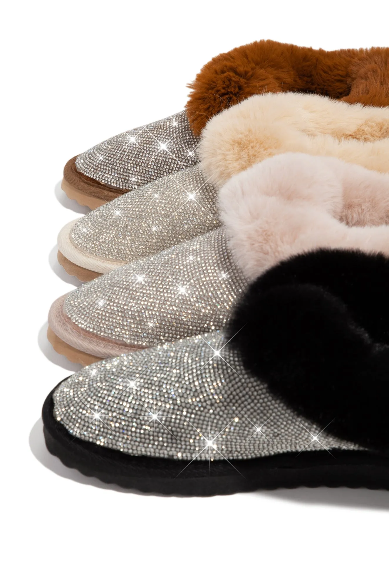 Luxe Status Embellished Faux Fur Boots - Black