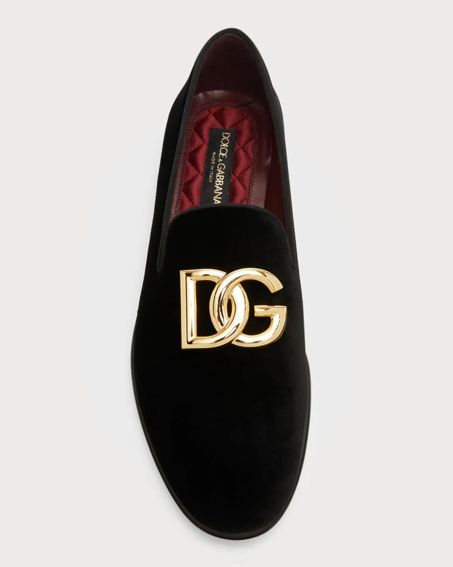 Men's velvet loafers with Dolce&Gabbana logo