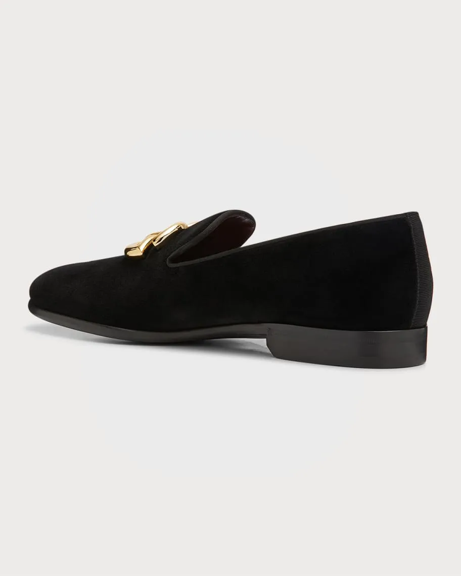 Men's velvet loafers with Dolce&Gabbana logo