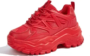 Niluber Chunky Sneakers for Women White Black Red Purple Platform Sneakers Comfortable Casual Lace Up Fashion Tennis Shoes