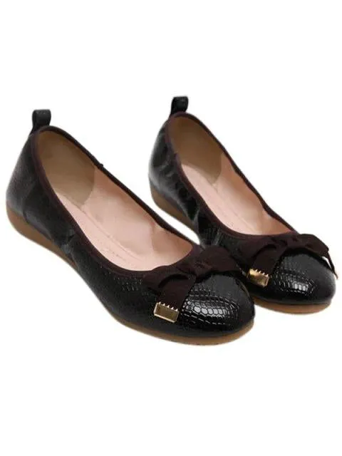 Noble Bowknot and Embossing Design Women's Flat Shoes