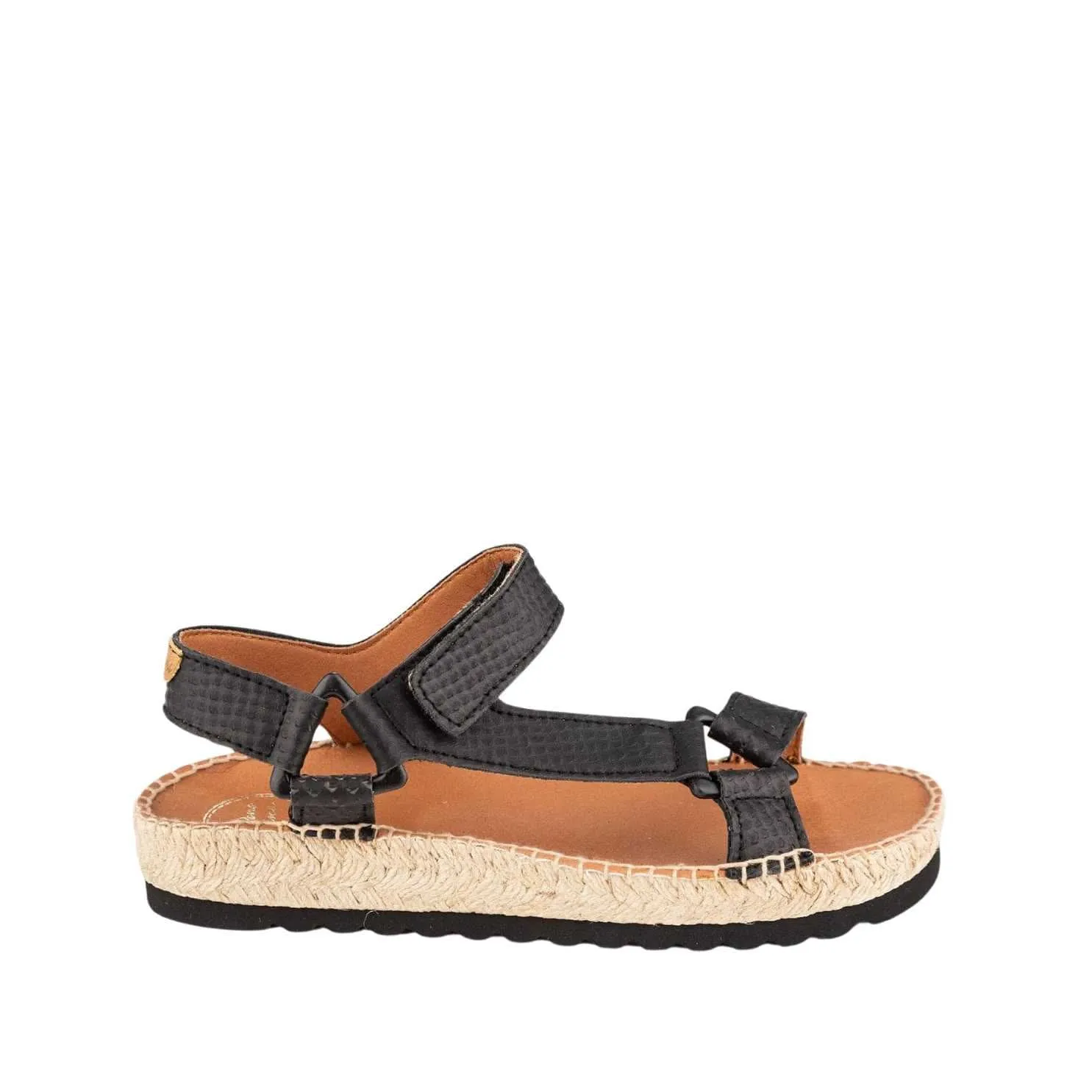 Plain Leather Open Toe Sandal Espadrille For Women - Brit-LZ