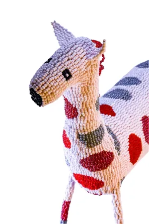 Premiere Red & White Beaded Horse