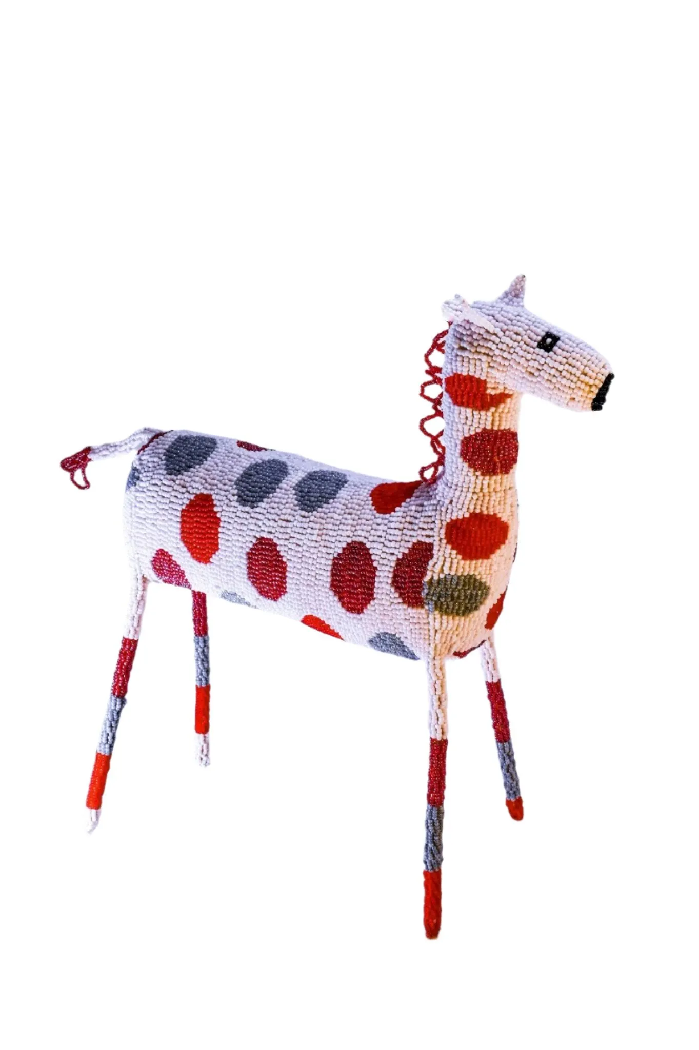 Premiere Red & White Beaded Horse