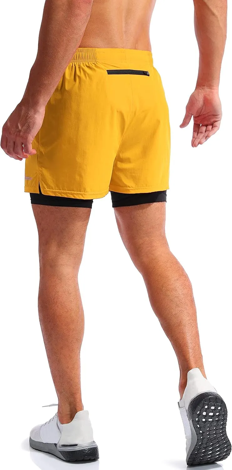 Pudolla Men??s 2 in 1 Running Shorts 5"/7" Quick Dry Gym Athletic Workout Shorts for Men with Phone Pockets