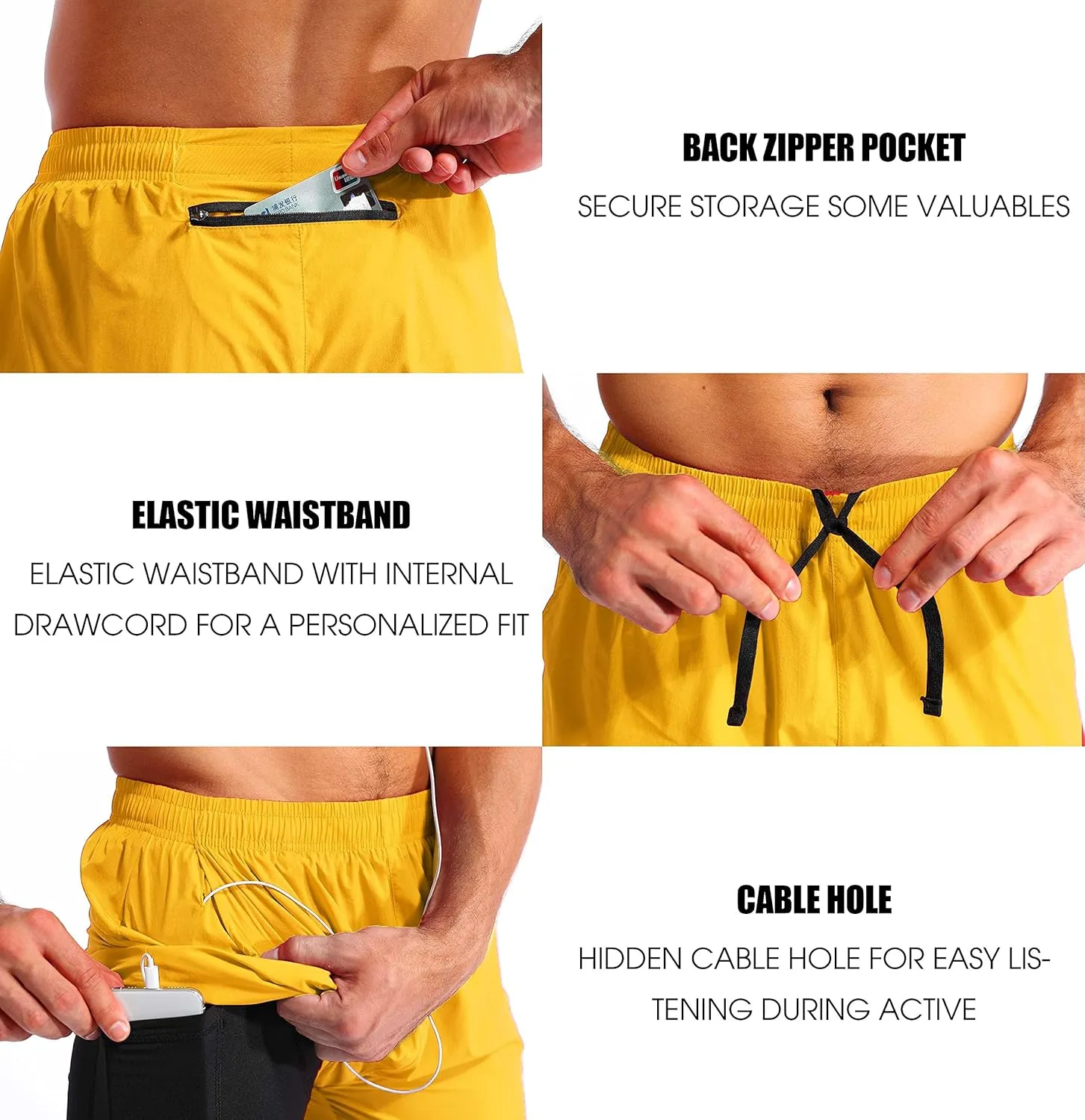 Pudolla Men??s 2 in 1 Running Shorts 5"/7" Quick Dry Gym Athletic Workout Shorts for Men with Phone Pockets
