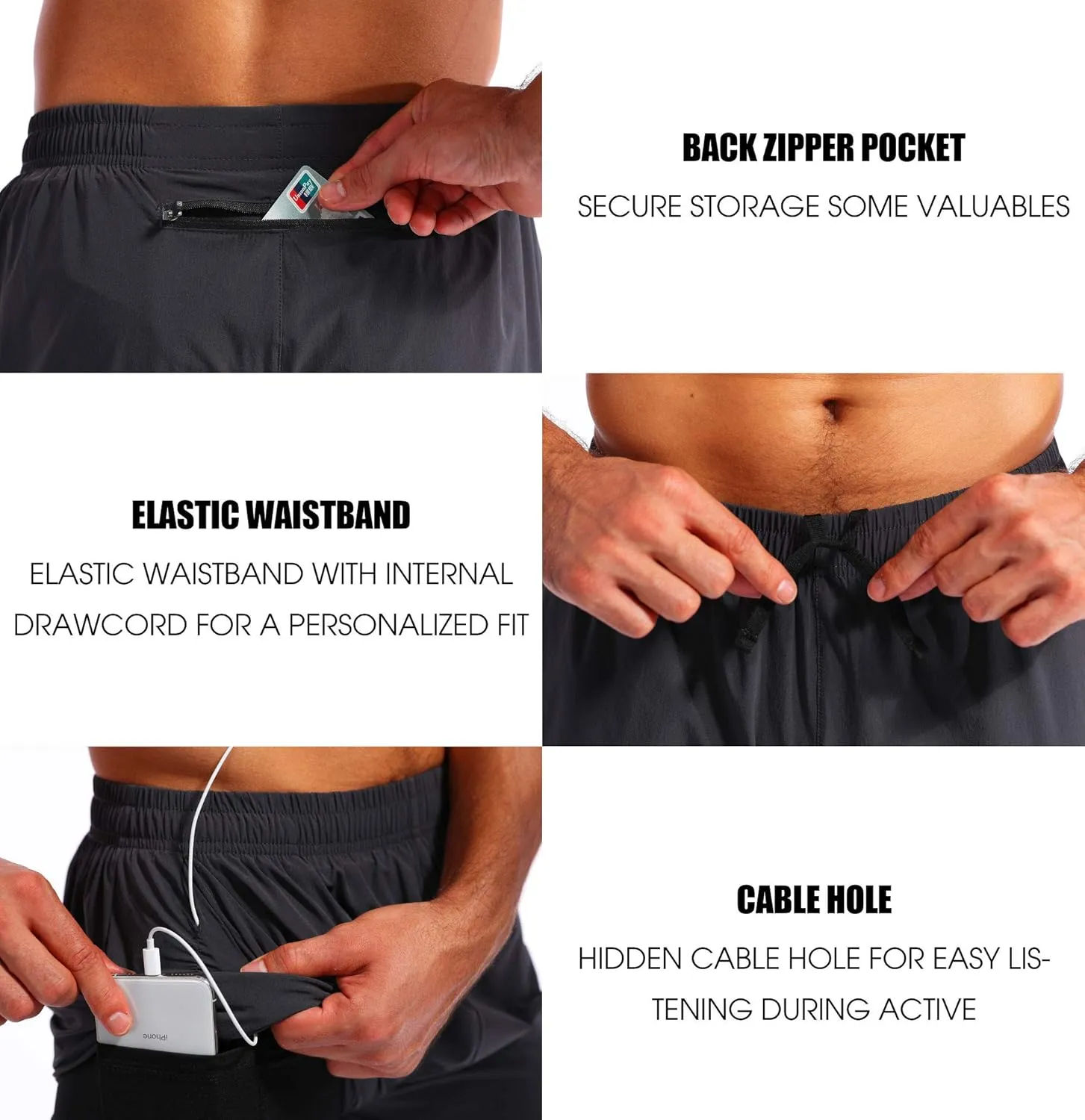 Pudolla Men??s 2 in 1 Running Shorts 5"/7" Quick Dry Gym Athletic Workout Shorts for Men with Phone Pockets