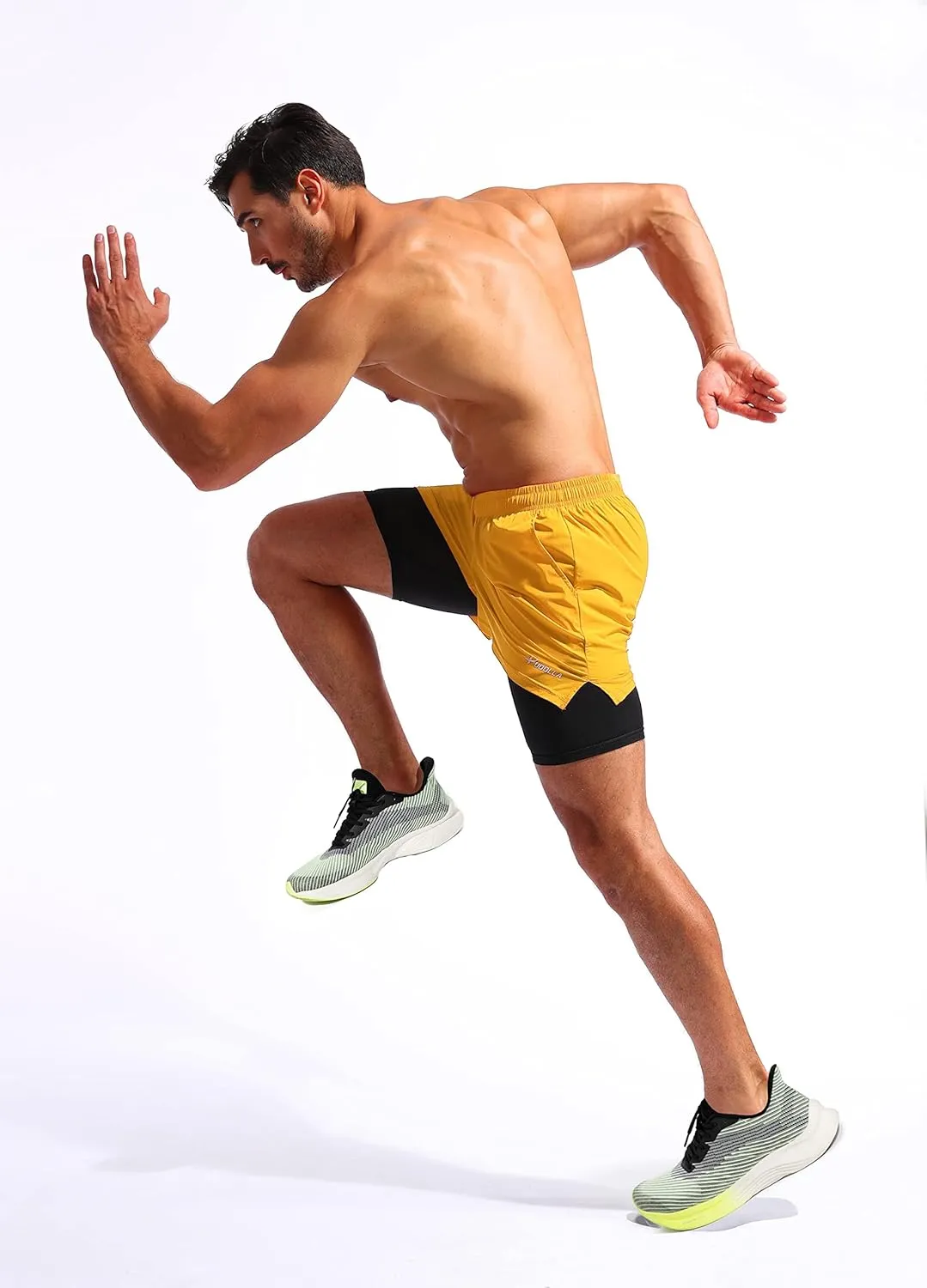 Pudolla Men??s 2 in 1 Running Shorts 5"/7" Quick Dry Gym Athletic Workout Shorts for Men with Phone Pockets