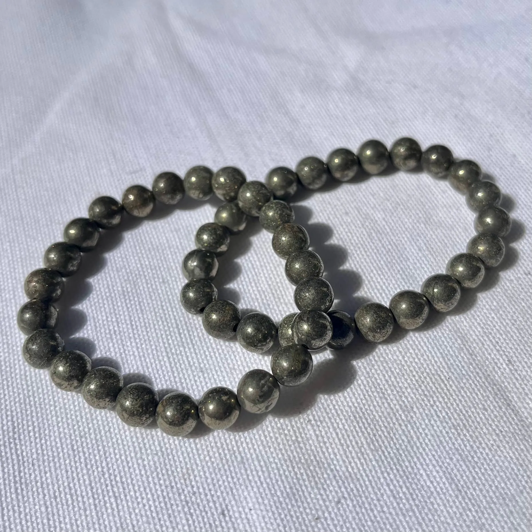 Pyrite 8mm Beaded Bracelet - Wealth