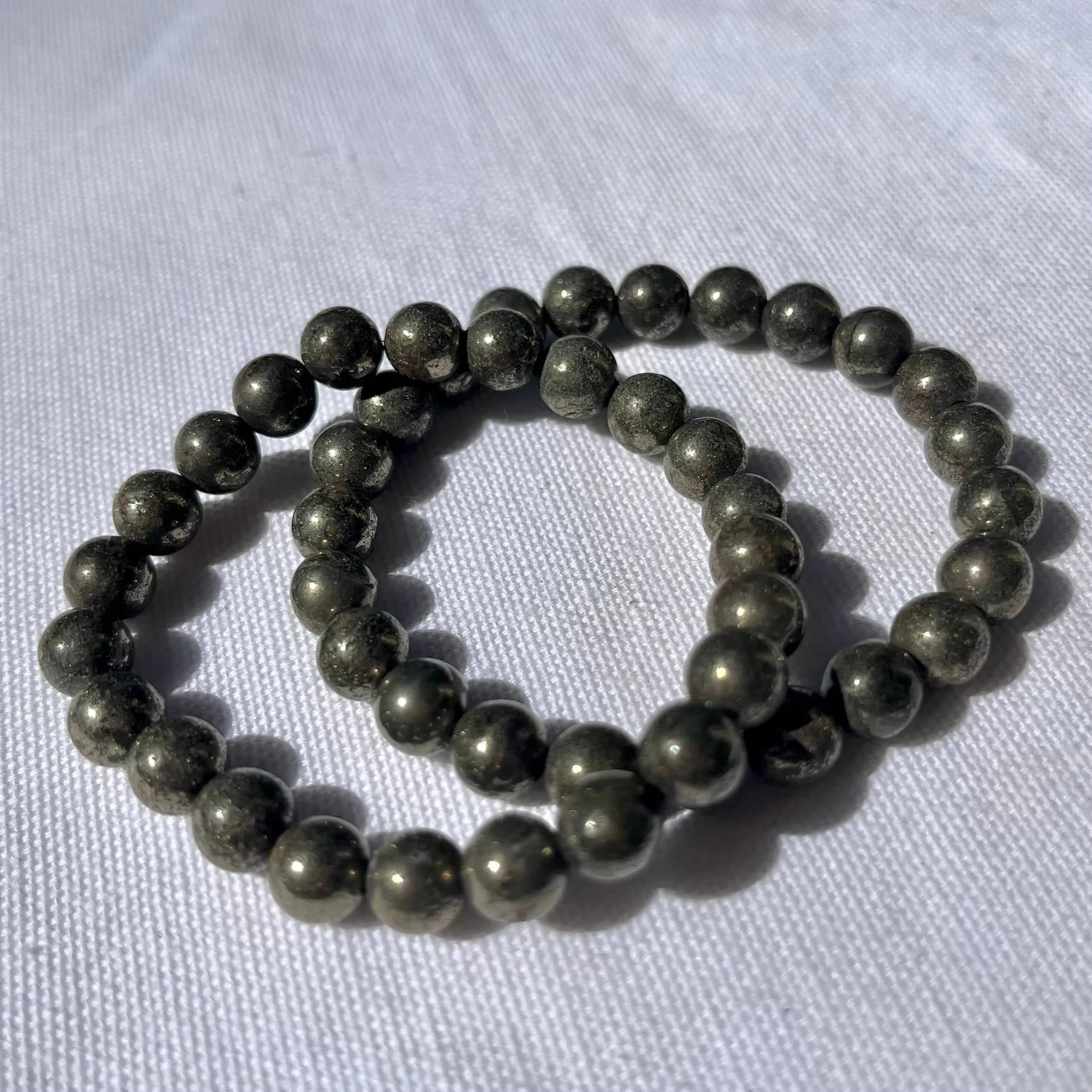 Pyrite 8mm Beaded Bracelet - Wealth