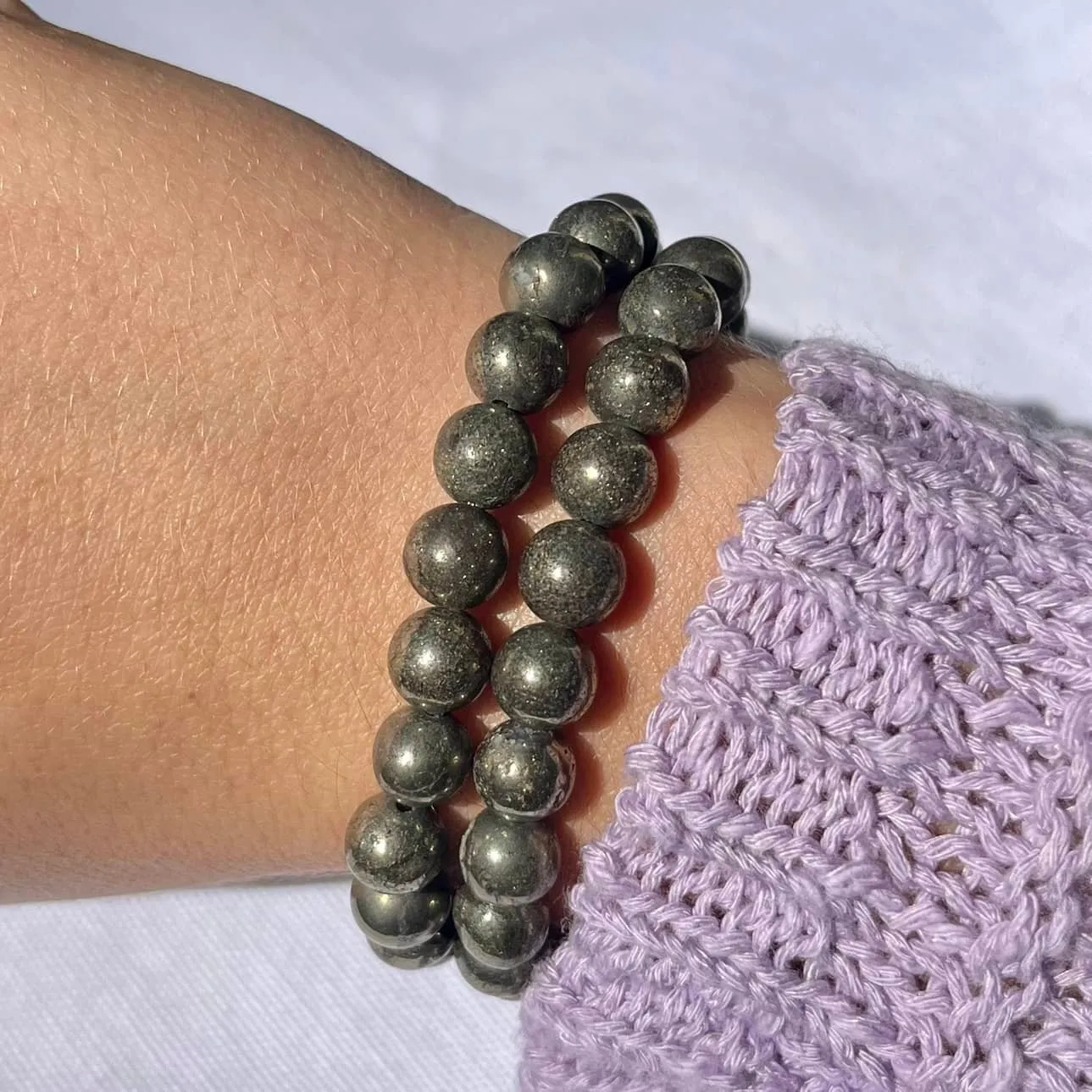Pyrite 8mm Beaded Bracelet - Wealth