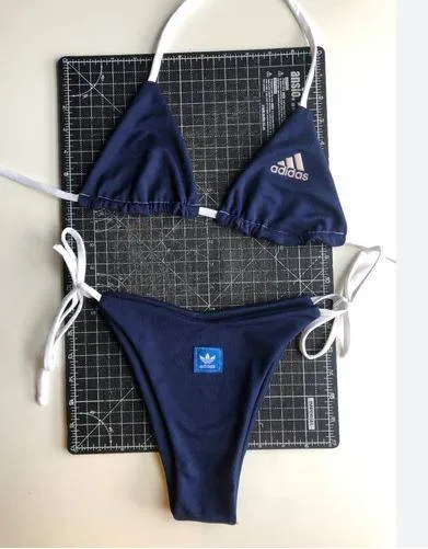 Reworked Ladies Adidas Bikini and Bottom made using Adidas Vintage T Shirts, Style # CR703