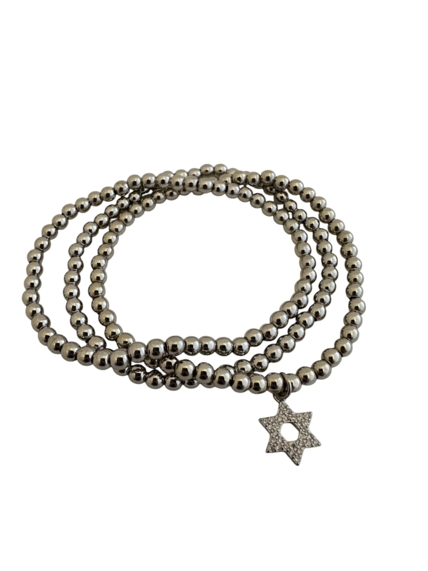 Star of David Gold or Silver 4mm Ball Bracelet Set