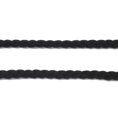 Suede Faux Leather Braided Plait Cord per metre - Black