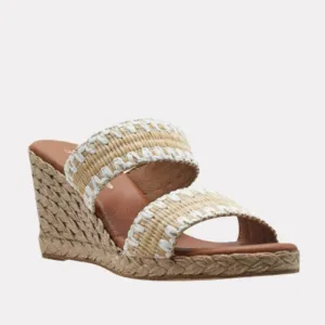 The Raffia 2 Band Espadrille in Beige White