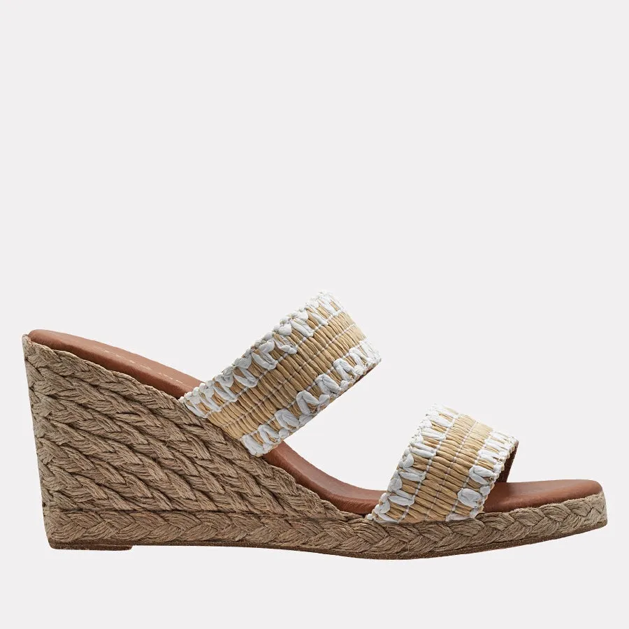 The Raffia 2 Band Espadrille in Beige White
