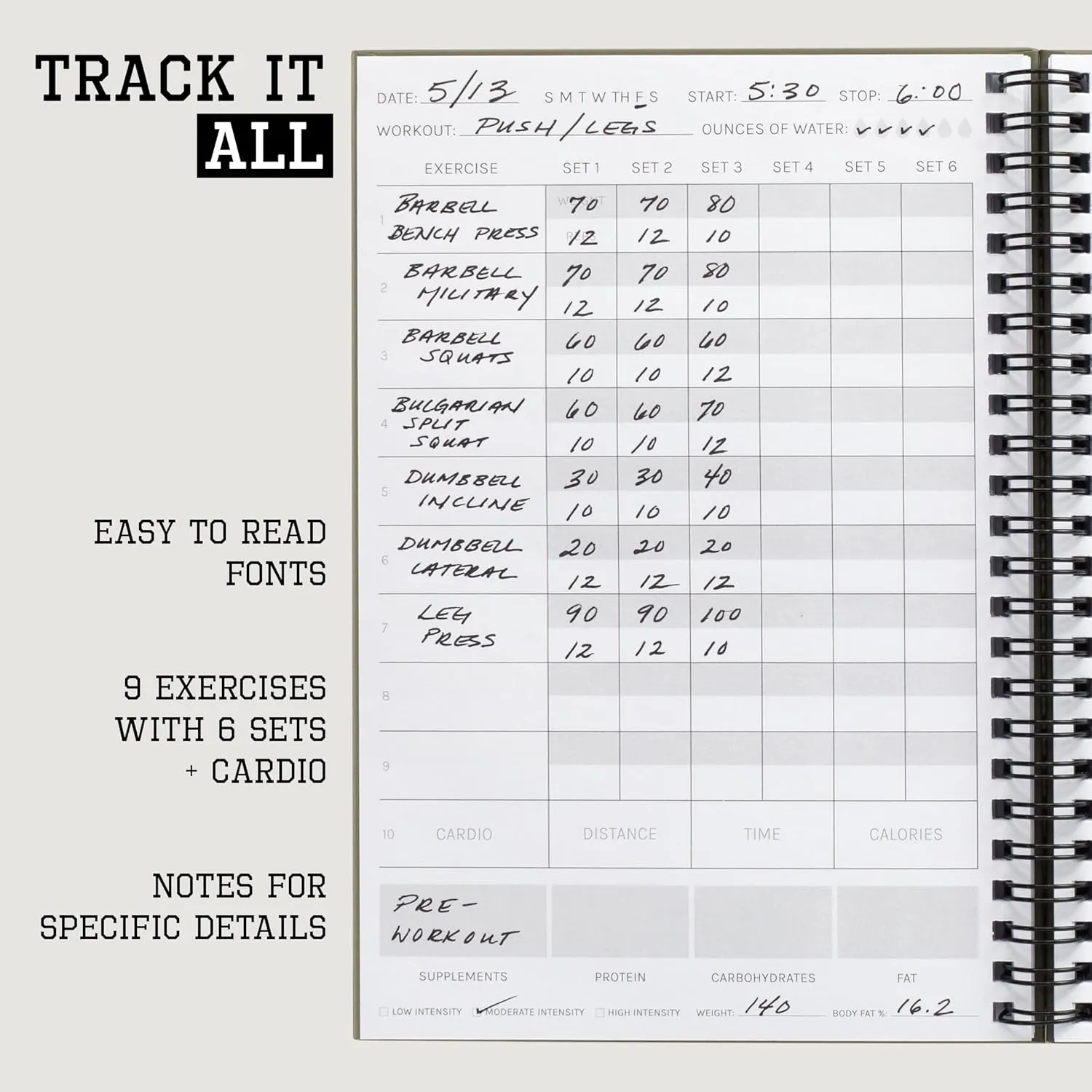 The Ultimate Fitness Journal for Tracking and Crushing Your Gym Goals - Detailed Workout Planner & Log Book For Men and Women - Great Gym Accessories With Calendar, Nutrition & Progress Tracker