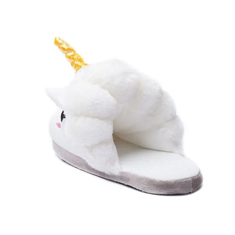 Winter Plush Unicorn Cute Slippers