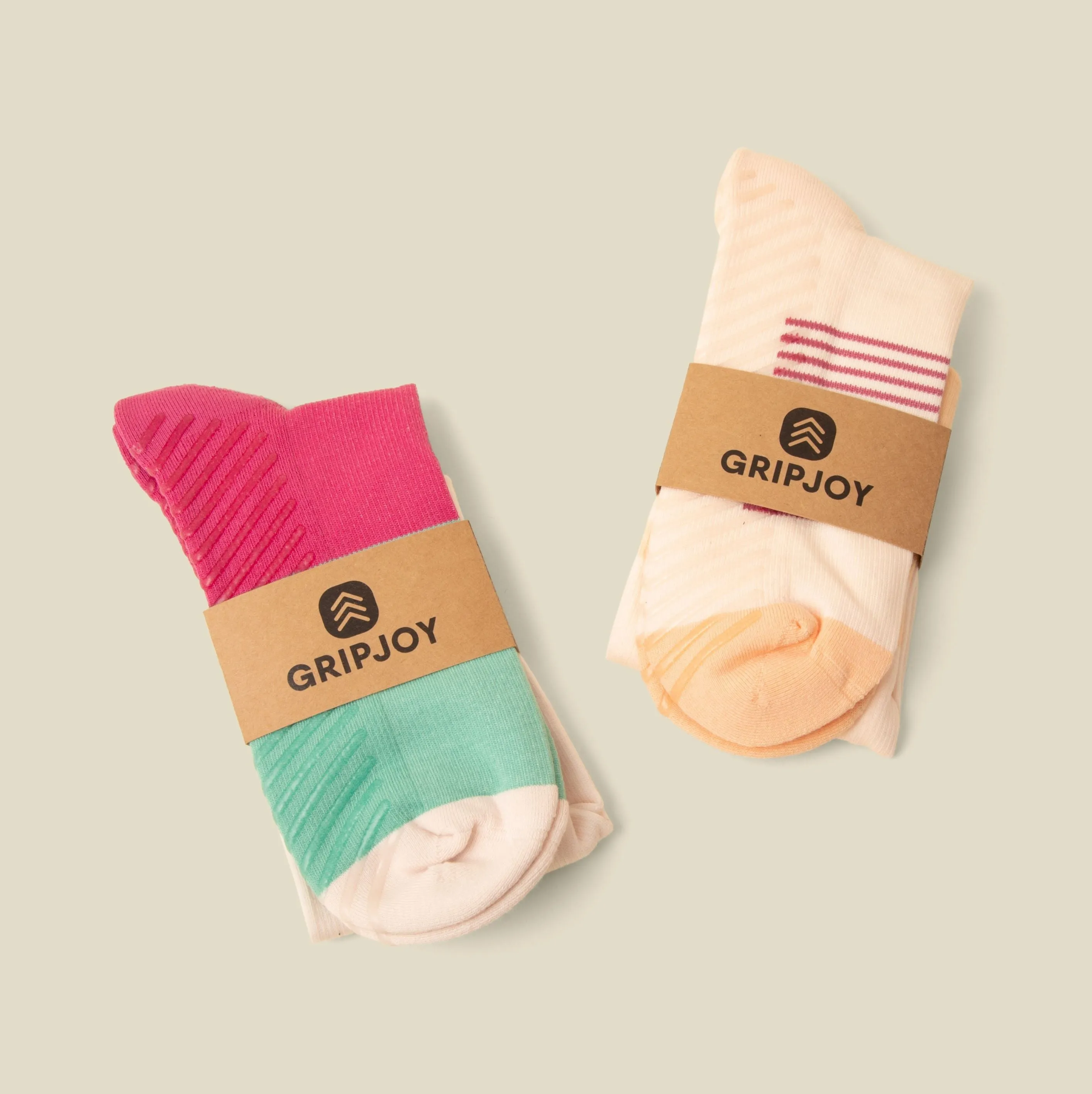Women's Orange/Pink/Green Compression Socks with Grips Variety Pack - 2 Pairs