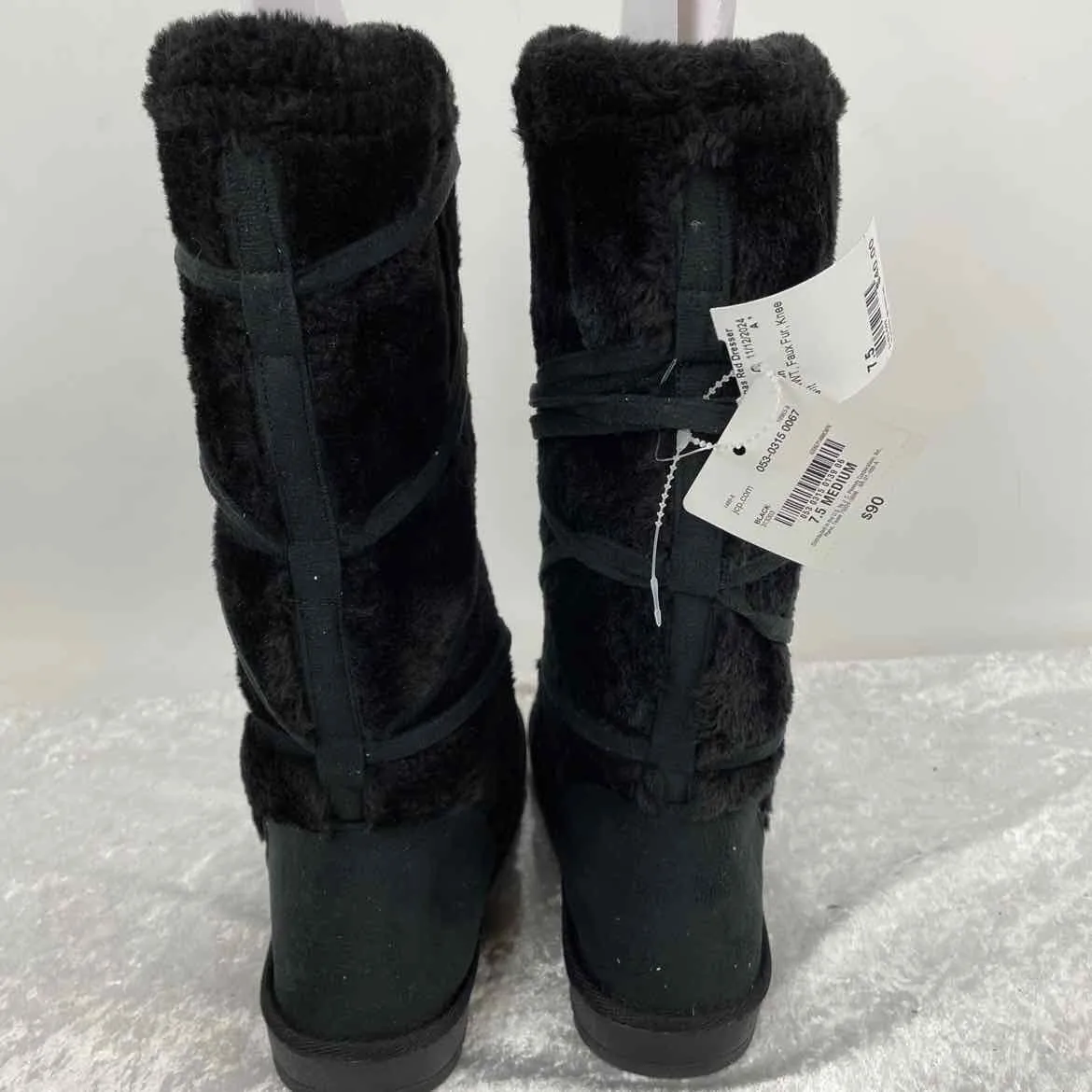 Worthington Women Size 7.5 Black NWT Faux Fur Knee Height Boots